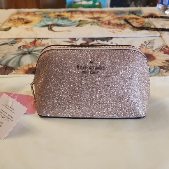 Kate Spade Sparkling Gold Cosmetic Case - Picture 1 of 2